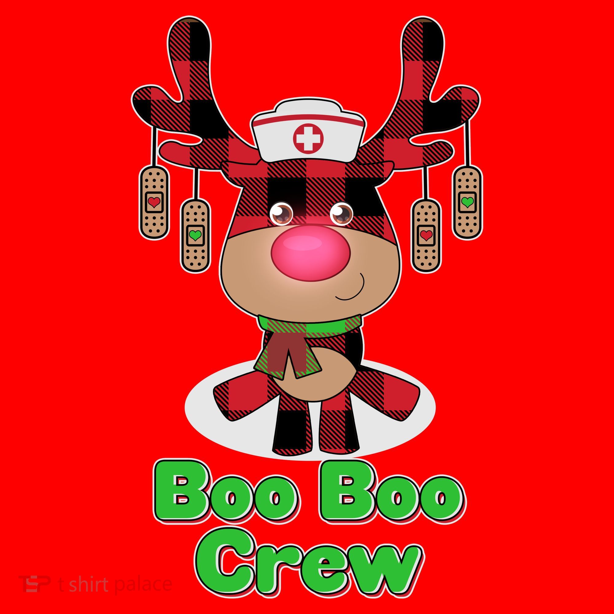 Christmas Boo Boo Crew Reindeer Nurse  Santa Hat