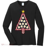 Christmas Breakfast Tree Bacon And Eggs Women's Long Sleeve Shirt thumb 0