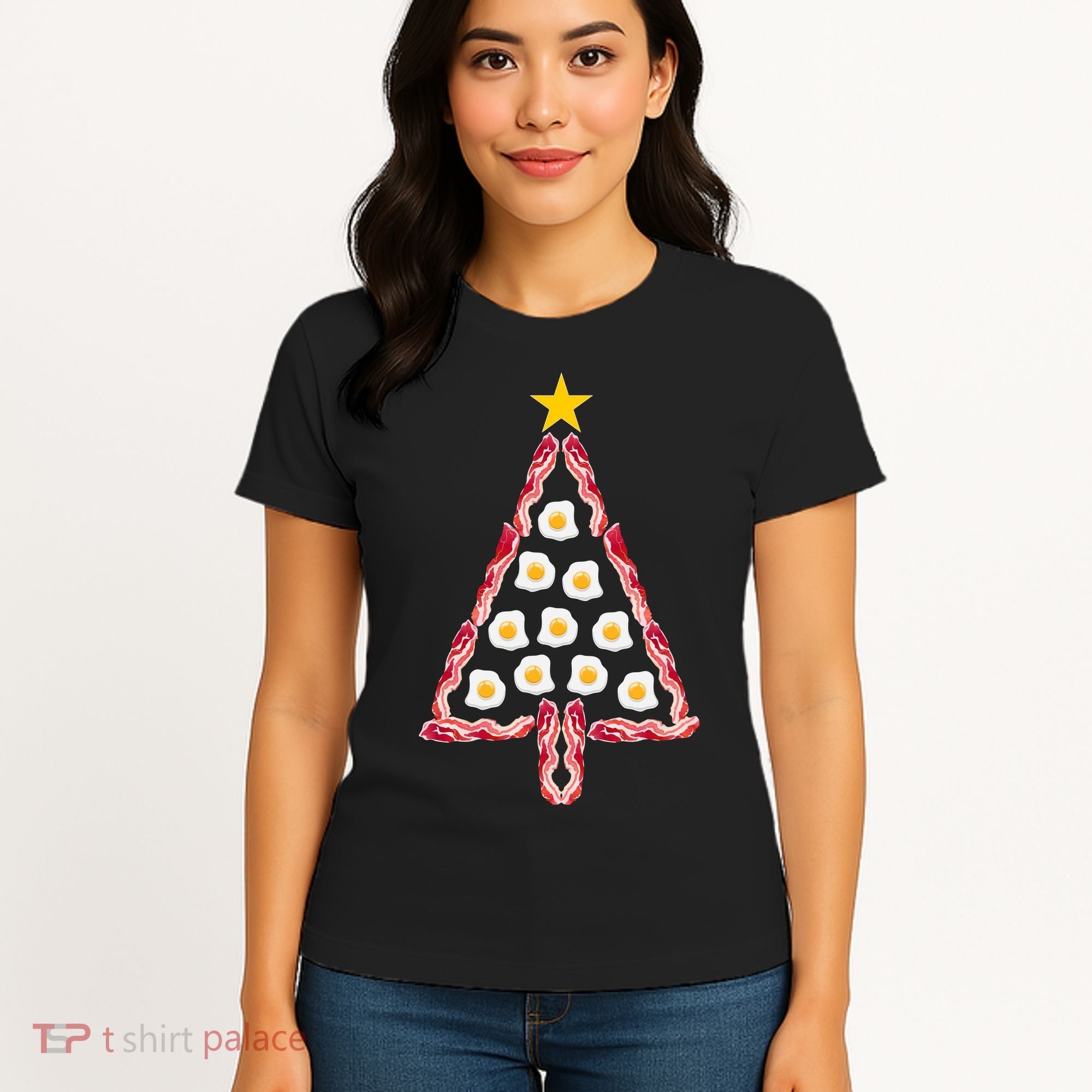 Christmas Breakfast Tree Bacon And Eggs Women's T-Shirt