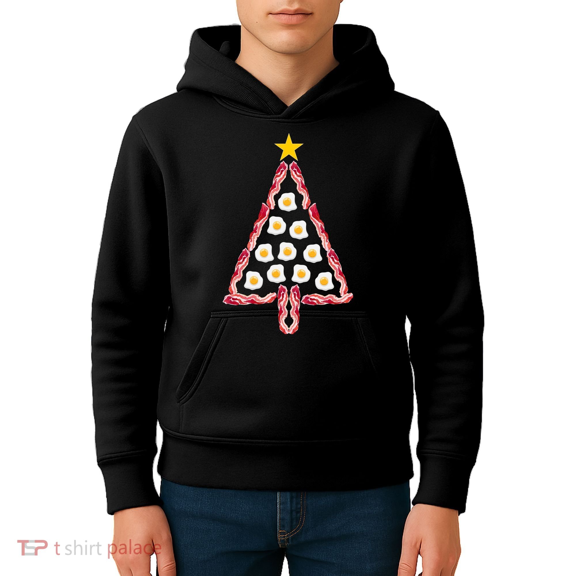 Christmas Breakfast Tree Bacon And Eggs Kids Hoodie