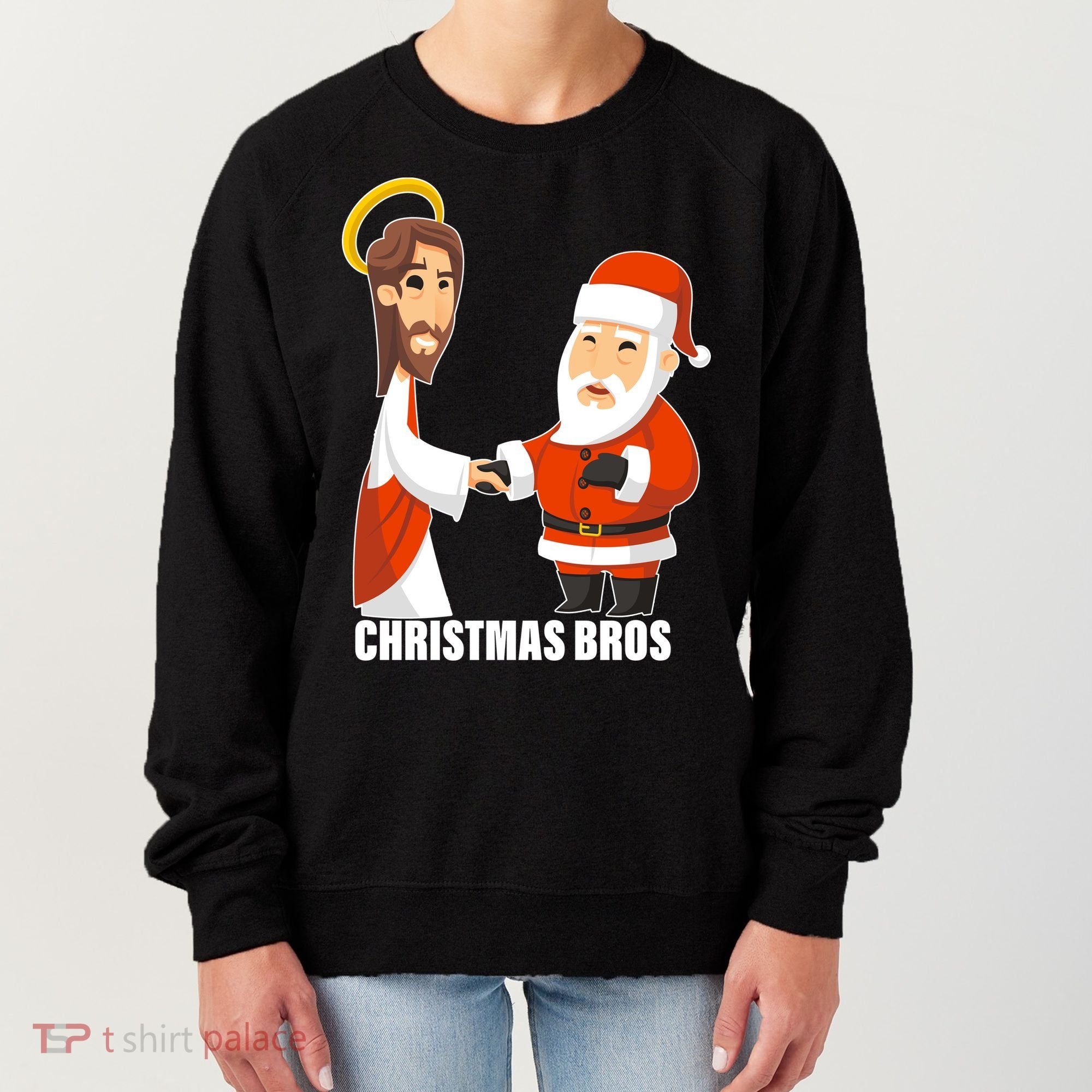 Christmas Bros Jesus And Santa Women's Sweatshirt