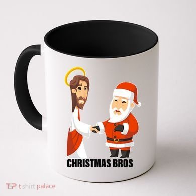 Christmas Bros Jesus And Santa Coffee Mug