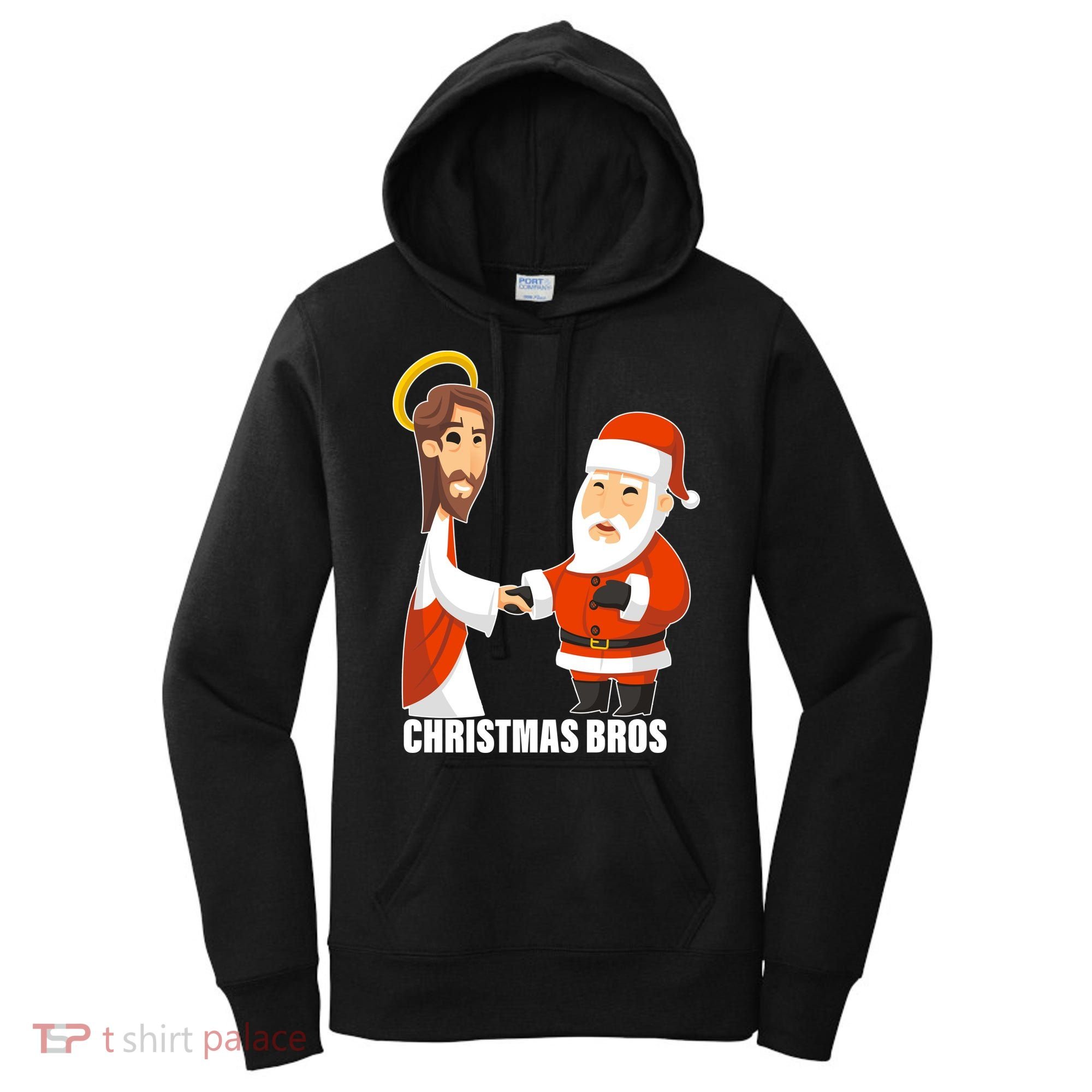 Christmas Bros Jesus And Santa Women's Hoodie