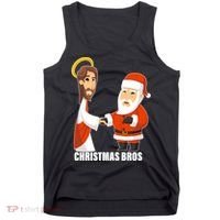 Christmas Bros Jesus And Santa Tank Top thumb 0