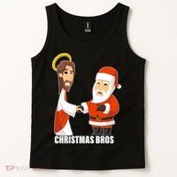 Christmas Bros Jesus And Santa Tank Top thumb 2