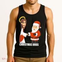 Christmas Bros Jesus And Santa Tank Top thumb 3