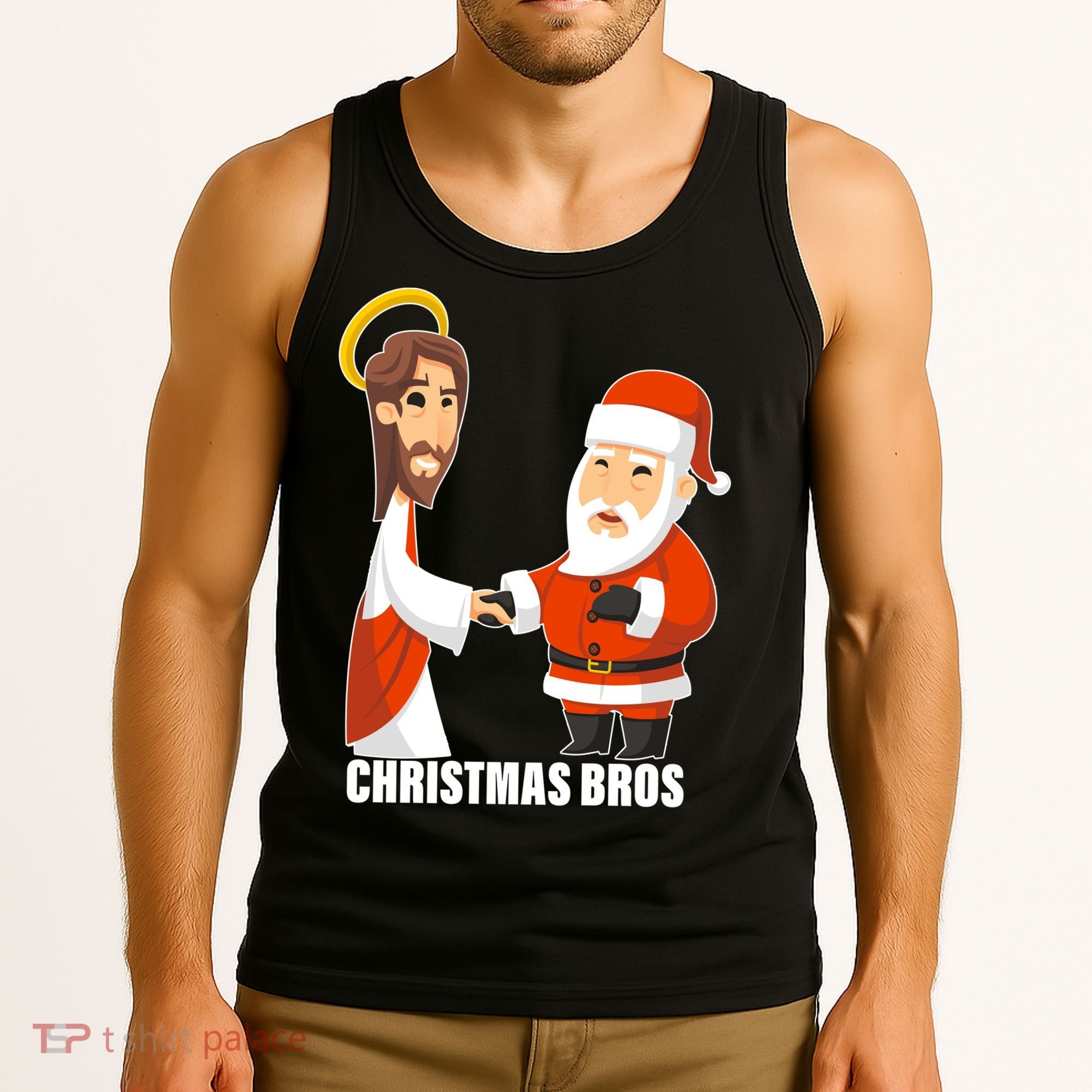 Christmas Bros Jesus And Santa Tank Top