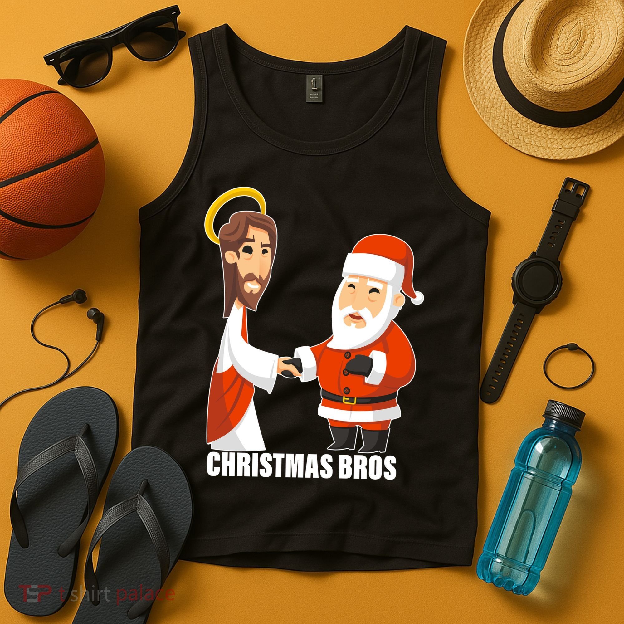 Christmas Bros Jesus And Santa Tank Top
