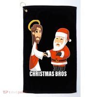 Christmas Bros Jesus And Santa Golf Towel thumb 0