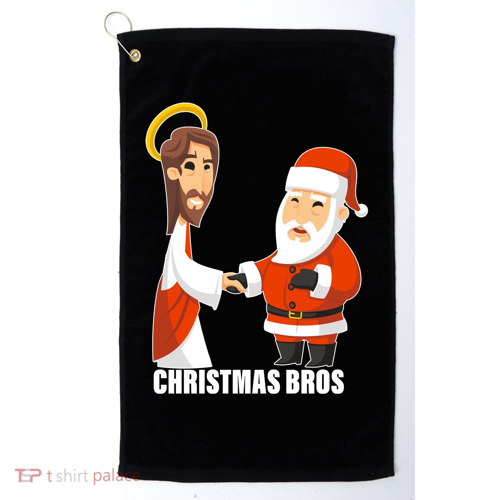 Christmas Bros Jesus And Santa Golf Towel
