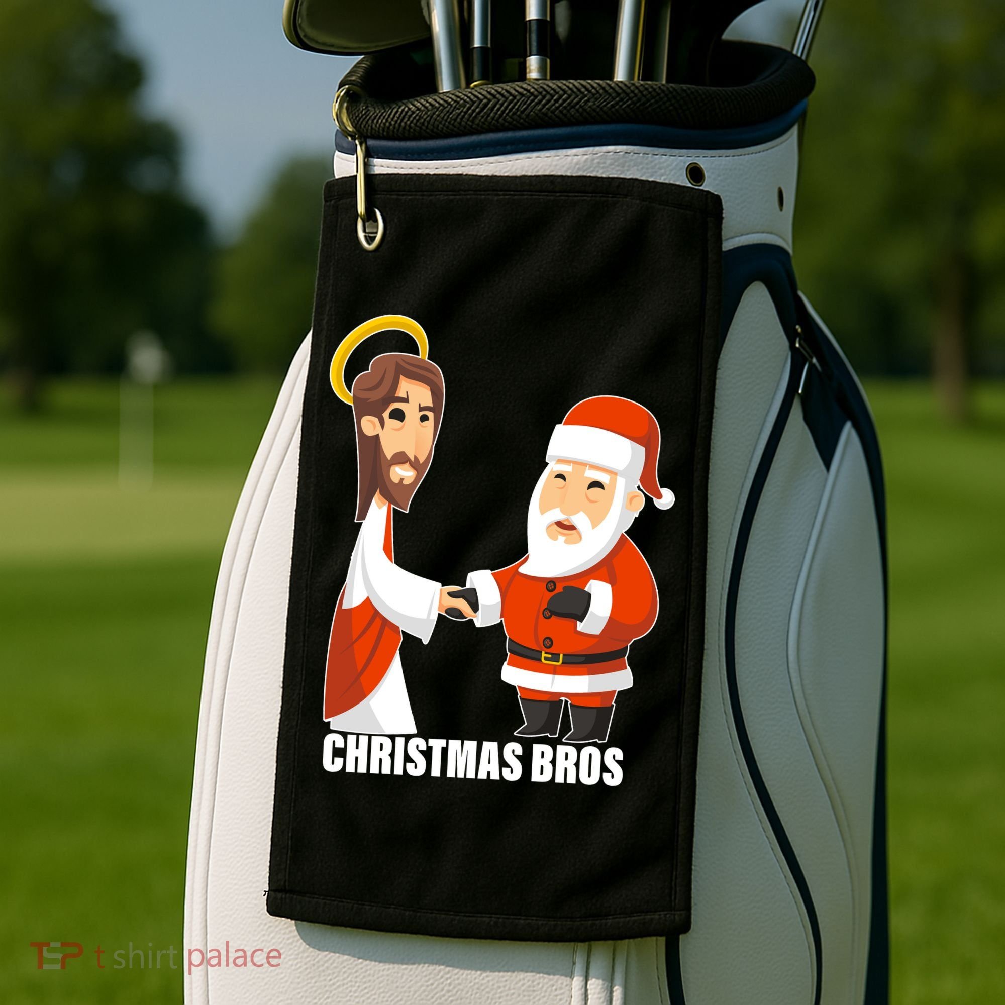 Christmas Bros Jesus And Santa Golf Towel