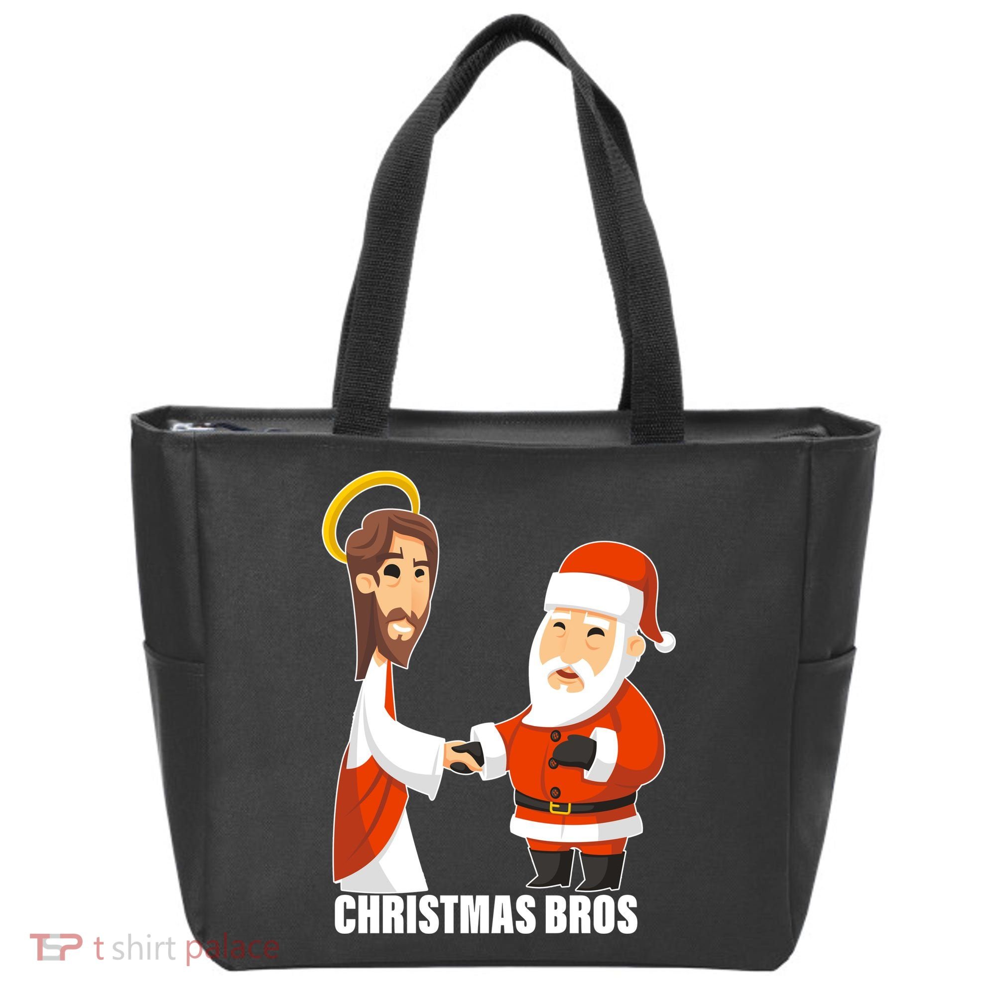 Christmas Bros Jesus And Santa Tote Bag