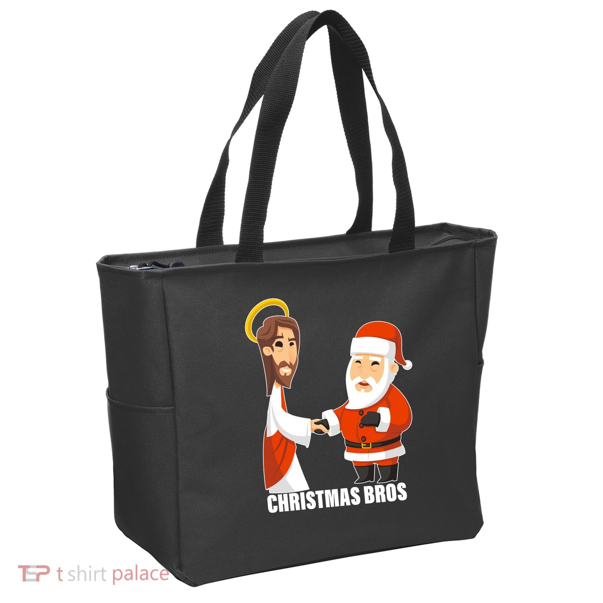Christmas Bros Jesus And Santa Tote Bag