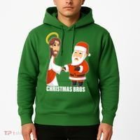 Christmas Bros Jesus And Santa Hoodie thumb 2