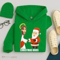 Christmas Bros Jesus And Santa Hoodie thumb 4