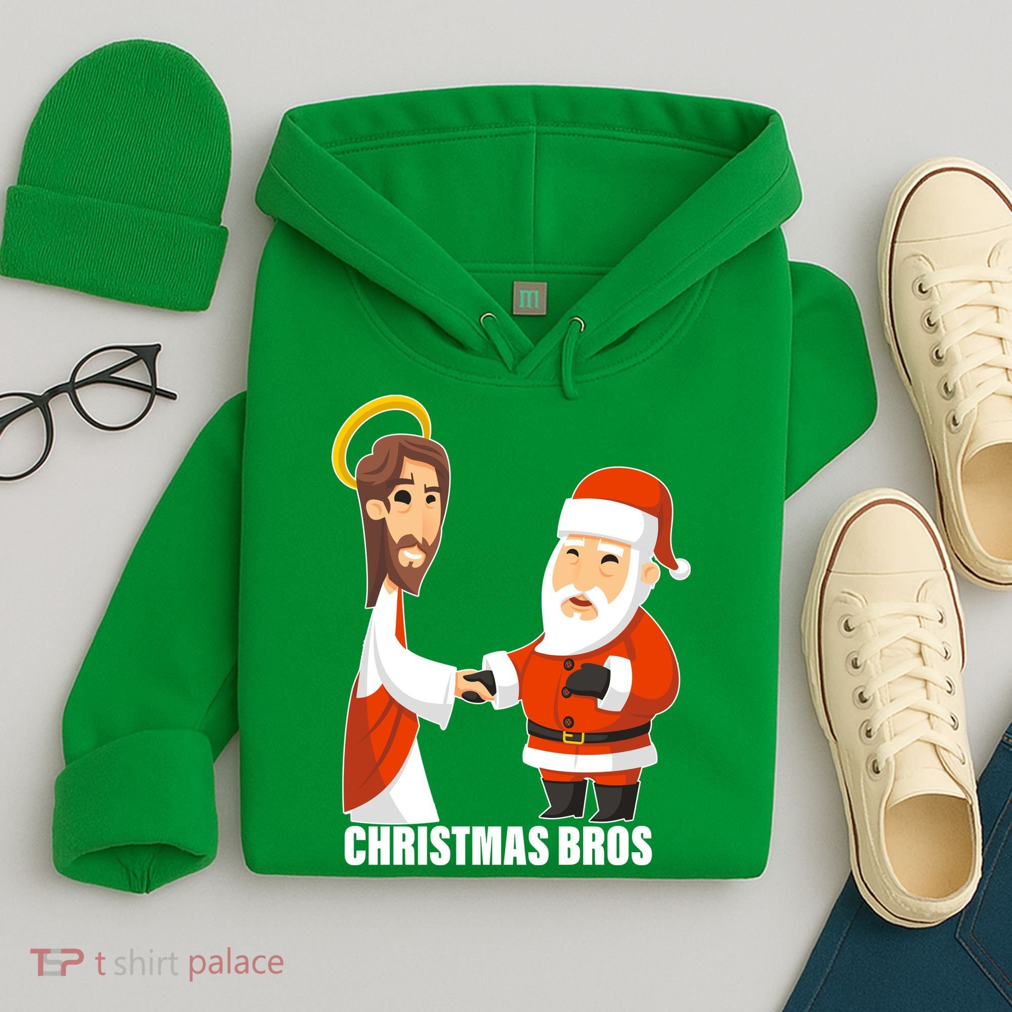 Christmas Bros Jesus And Santa Hoodie