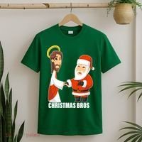 Christmas Bros Jesus And Santa T-Shirt thumb 2