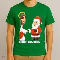 Christmas Bros Jesus And Santa T-Shirt thumb 3