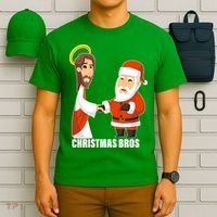 Christmas Bros Jesus And Santa T-Shirt thumb 6