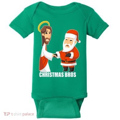 Christmas Bros Jesus And Santa Baby Bodysuit