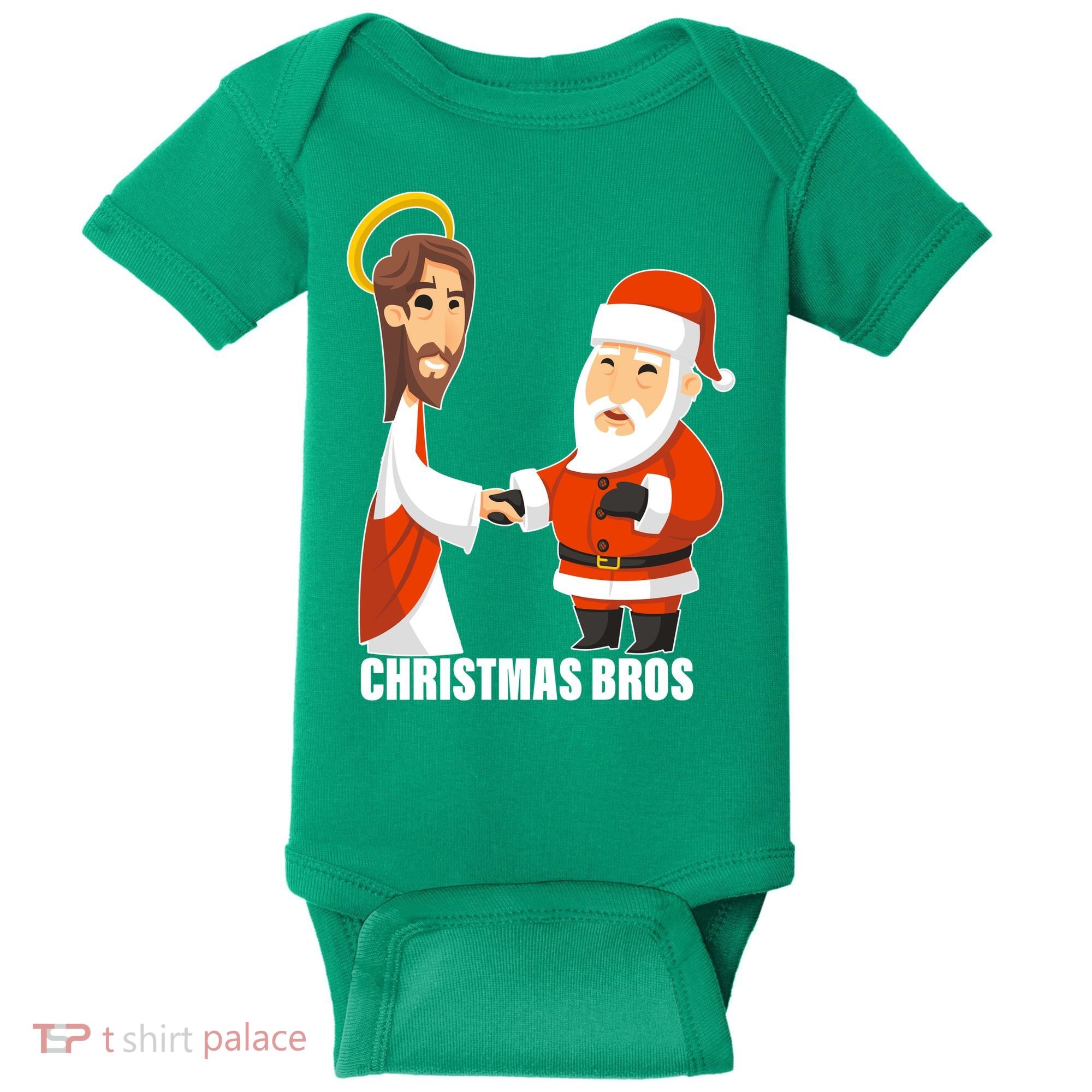 Christmas Bros Jesus And Santa Baby Bodysuit