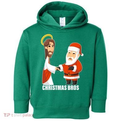 Christmas Bros Jesus And Santa Toddler Hoodie