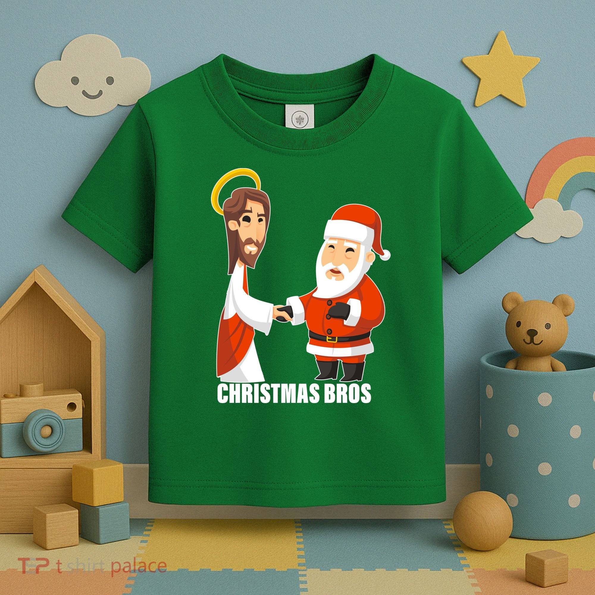 Christmas Bros Jesus And Santa Toddler T-Shirt