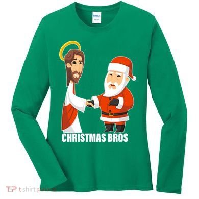 Christmas Bros Jesus And Santa Women's Long Sleeve Shirt