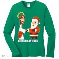 Christmas Bros Jesus And Santa Women's Long Sleeve Shirt thumb 0