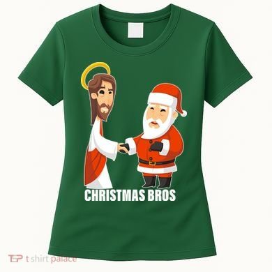 Christmas Bros Jesus And Santa Women's T-Shirt