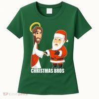 Christmas Bros Jesus And Santa Women's T-Shirt thumb 0