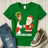 Christmas Bros Jesus And Santa Women's T-Shirt thumb 3