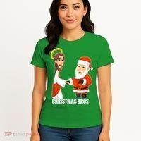 Christmas Bros Jesus And Santa Women's T-Shirt thumb 4