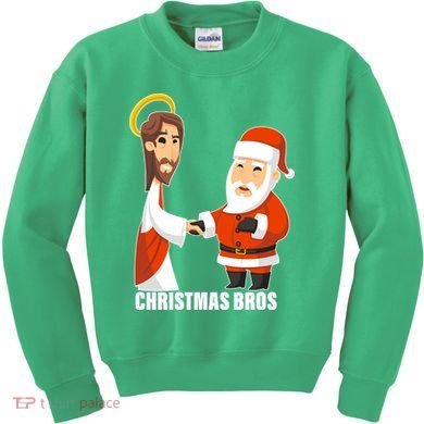 Christmas Bros Jesus And Santa Kids Sweatshirt