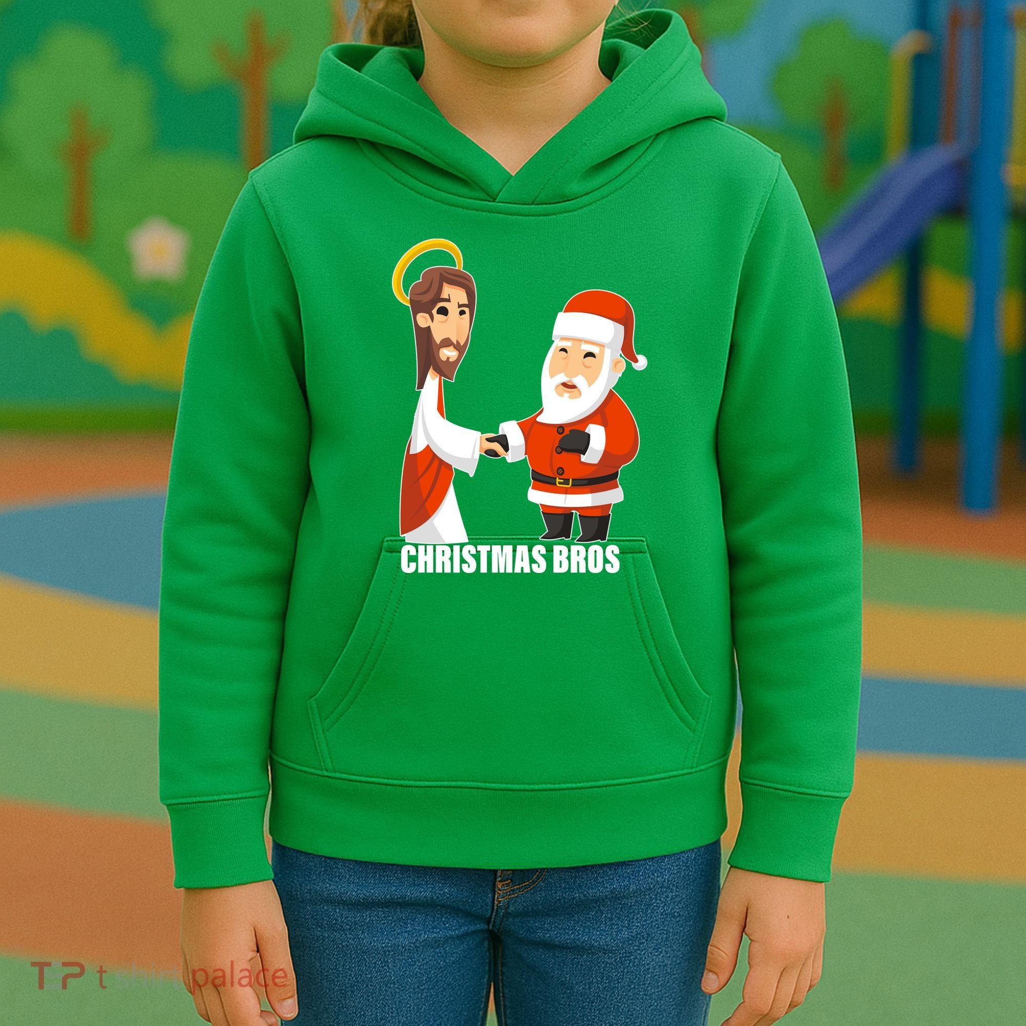 Christmas Bros Jesus And Santa Kids Hoodie