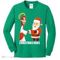 Christmas Bros Jesus And Santa Kids Long Sleeve Shirt thumb 0