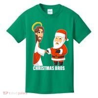 Christmas Bros Jesus And Santa Kids T-Shirt thumb 0