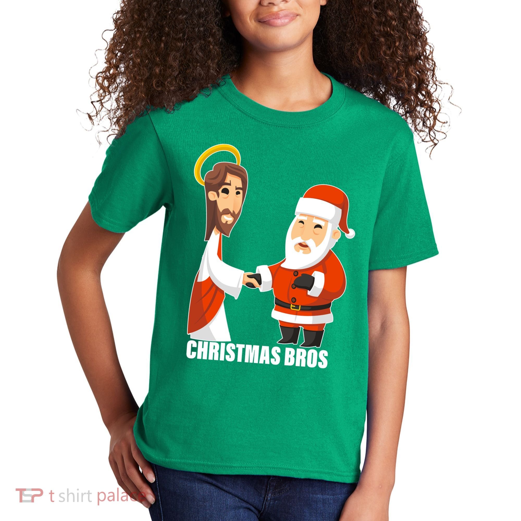 Christmas Bros Jesus And Santa Kids T-Shirt