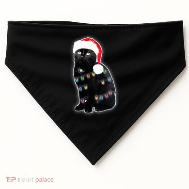Christmas Cat Lights USA-Made Doggie Bandana