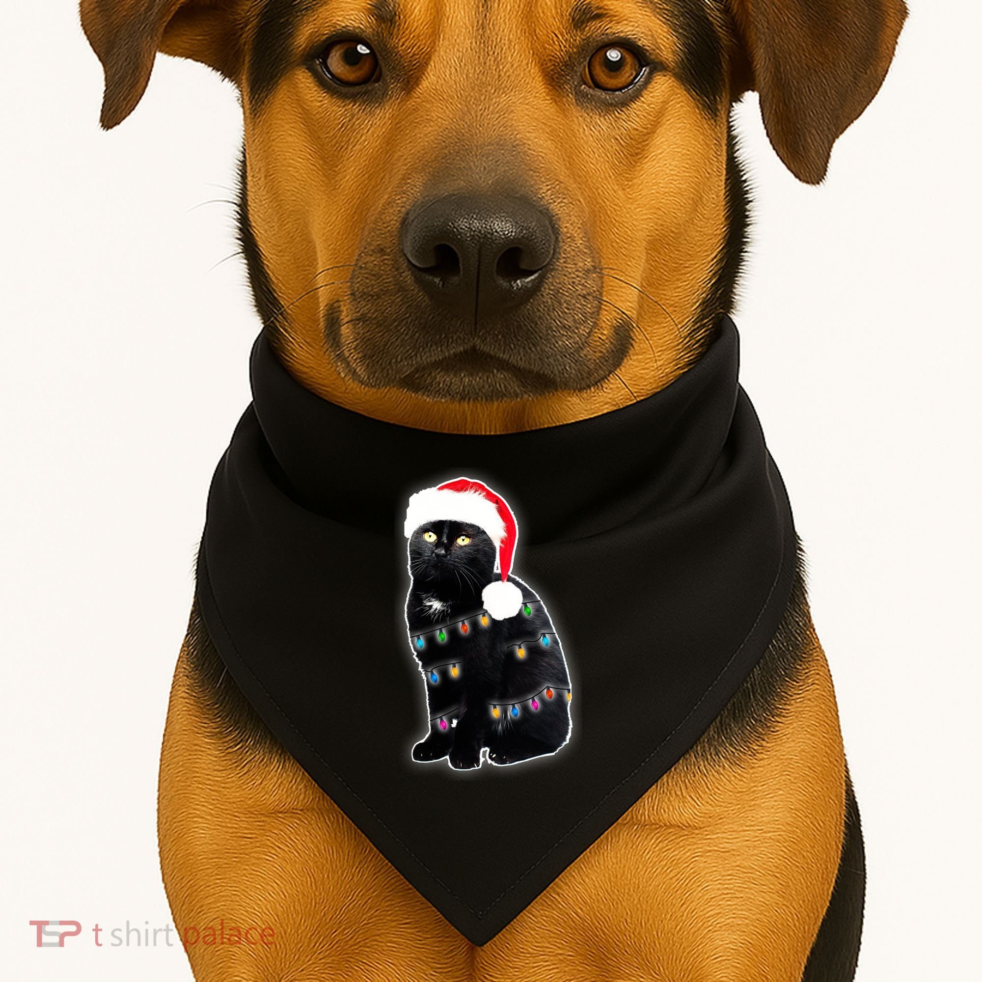 Christmas Cat Lights USA-Made Doggie Bandana
