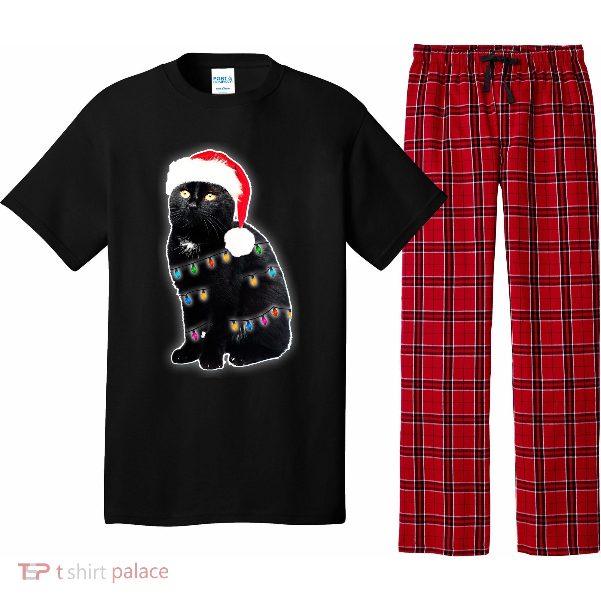 Christmas Cat Lights Pajama Set