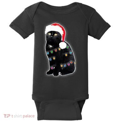 Christmas Cat Lights Baby Bodysuit