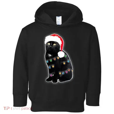 Christmas Cat Lights Toddler Hoodie