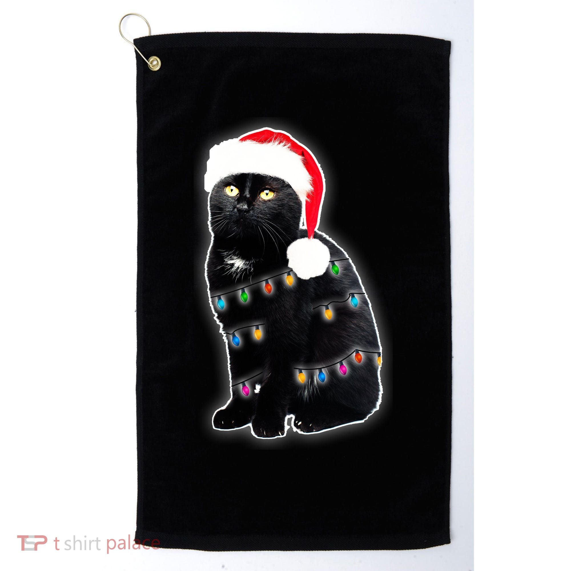 Christmas Cat Lights Golf Towel