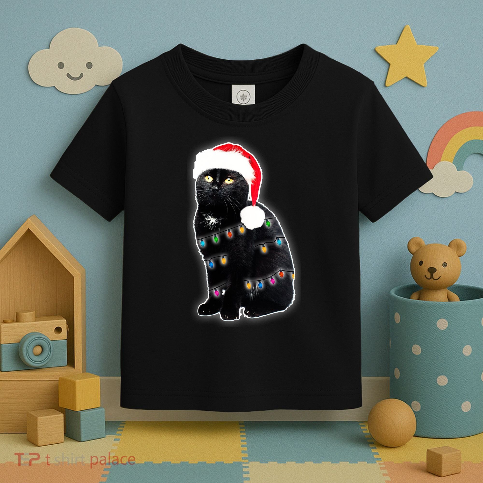 Christmas Cat Lights Toddler T-Shirt