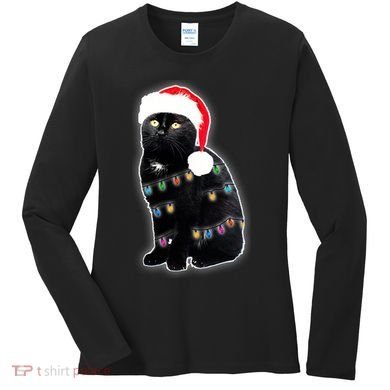 Christmas Cat Lights Women's Long Sleeve Shirt