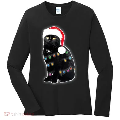 Christmas Cat Lights Women's Long Sleeve Shirt