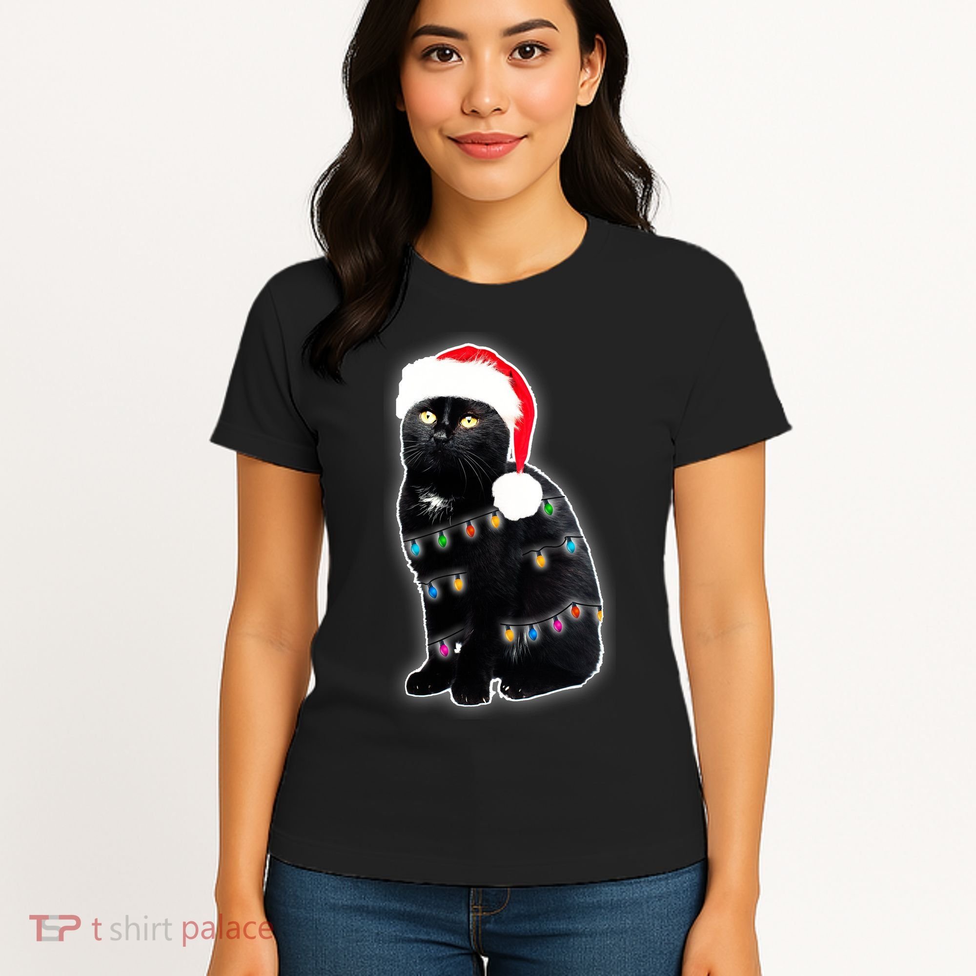 Christmas Cat Lights Women's T-Shirt
