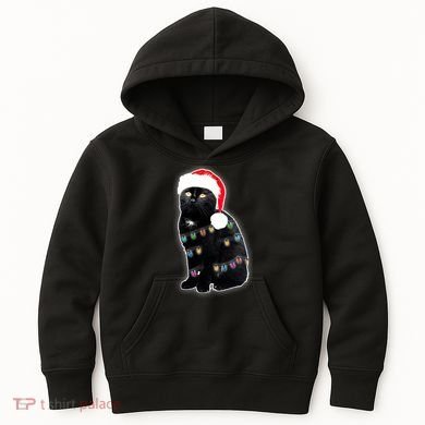 Christmas Cat Lights Kids Hoodie