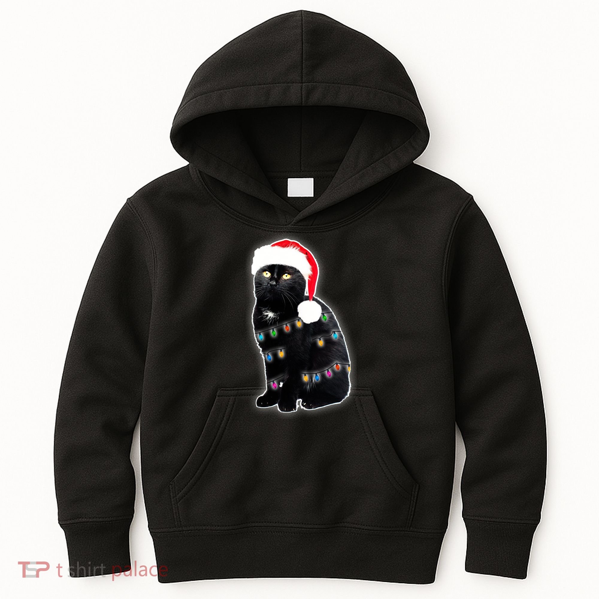 Christmas Cat Lights Kids Hoodie